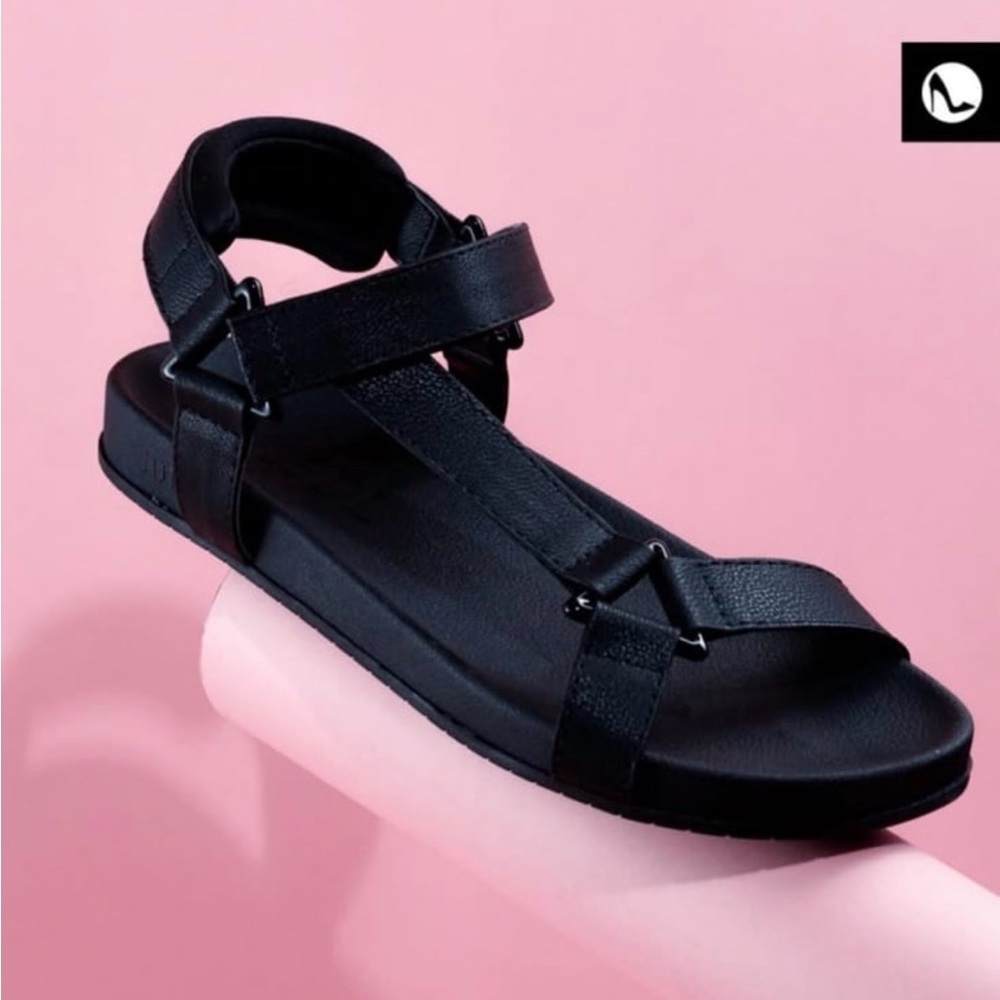 New Birkenstock style black Velcro adjustable rubber sandals comfort size 6